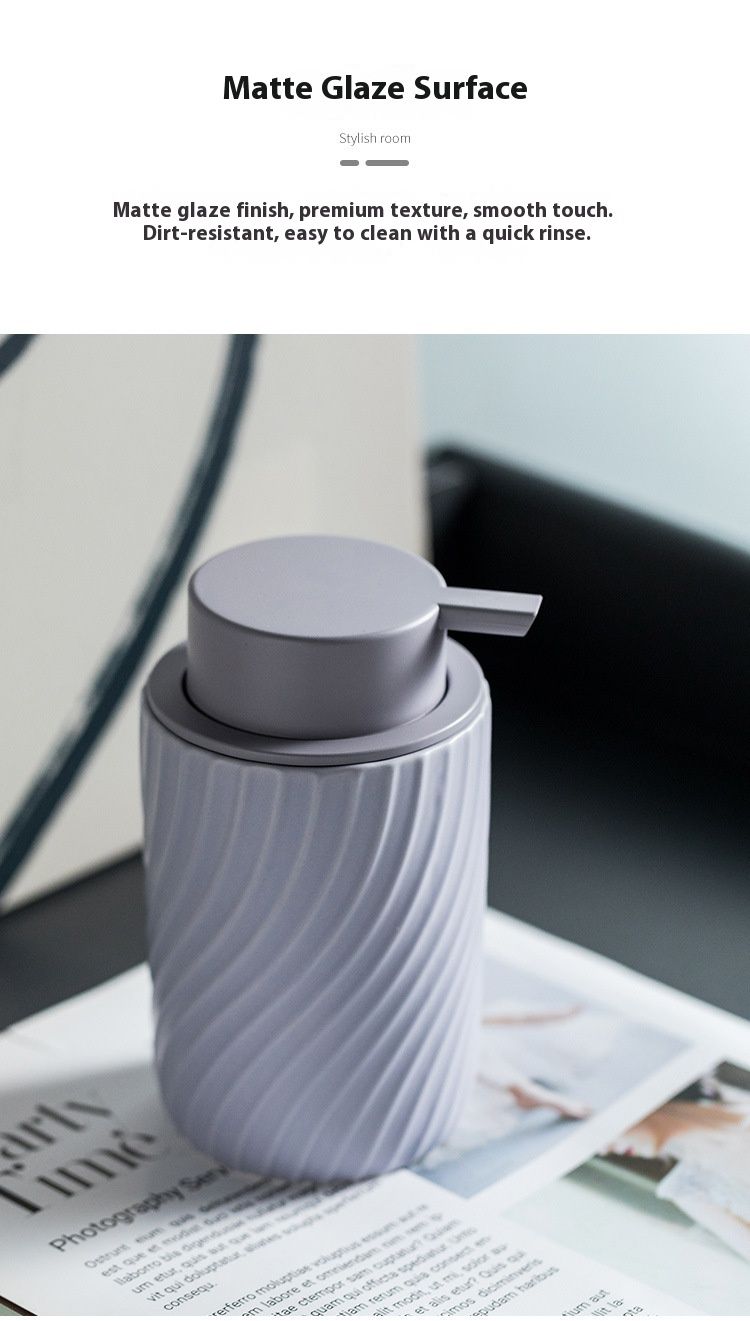 Ceramic Foam Dispenser Bottle – 340ml Refillable Pump Bottle For Lotion, Shampoo & Soap (Matte Black/White/Oatmeal/Lavender)_voghion.com