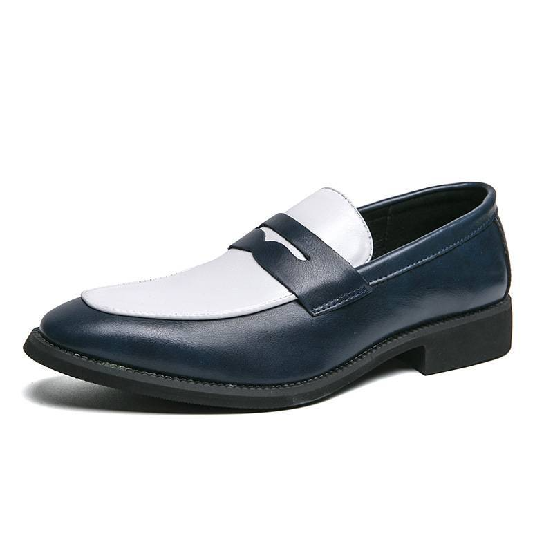 Spring 2025 Black And White Two-tone Leather Shoes, Large-sized Loafers, Business Casual Men's Shoes_voghion.com