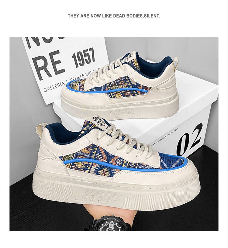 Uudet hengittävät miesten kengät monipuolinen trendikengät niche design alustakengät kangaskengät urheilu rento pienet valkotaulukengät_voghion.com