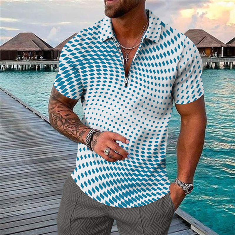 2023 sommar ny lapel kortärmad T-shirt för män fritidspikétröja för företag utomhus_voghion.com