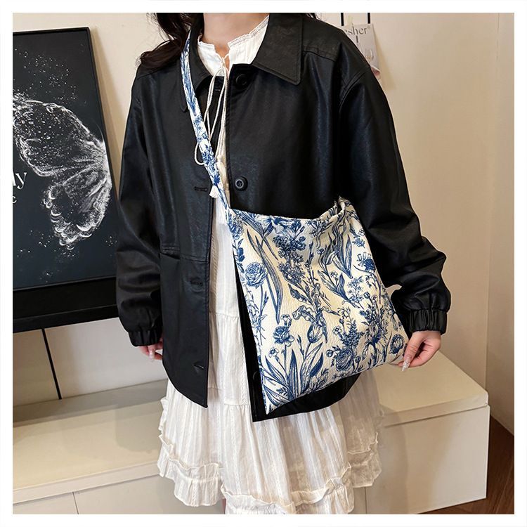 Damentaschen Freizeit Lazy Style Stickerei Zen Tragetasche Große Kapazität Leichte Pendler-Schulter-Umhängetasche Für Frauen_voghion.com