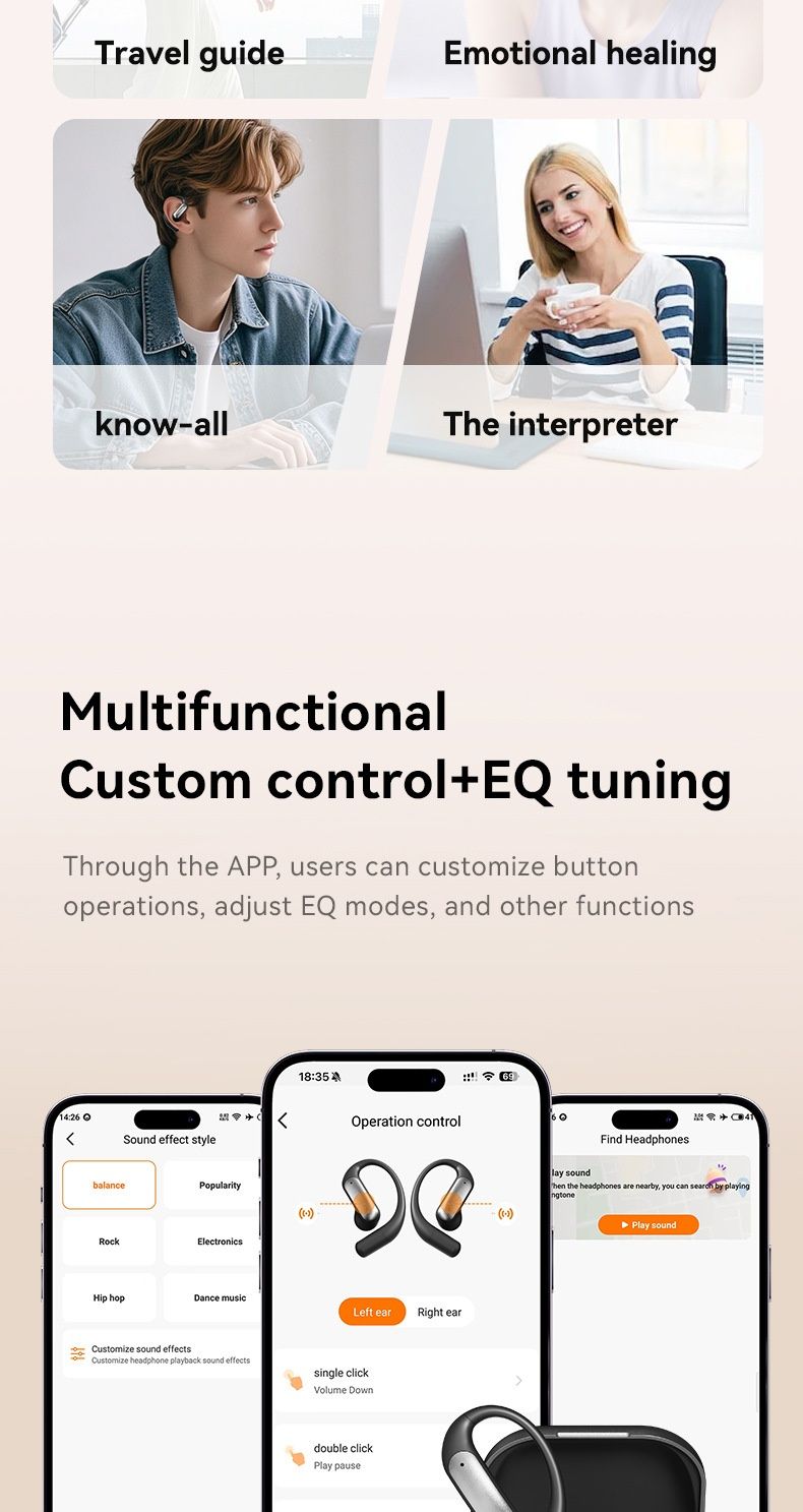 NeoGear M122 Noise Cancelling Long Battery Life Cross-Border 2025 New AI Translation Over-Ear Bluetooth Earbuds_voghion.com