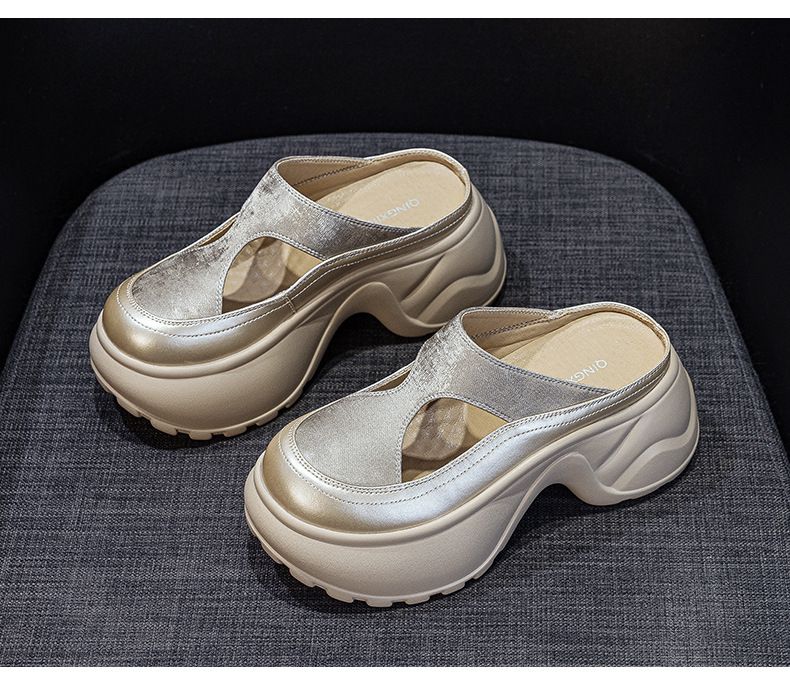 Small Thick-soled Bag Head Slippers Female One Pedal Lazy Wear Casual Versatile Cool Slippers_voghion.com