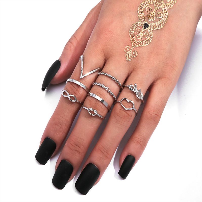 New Love 8 French Bow Open Set of 9-piece Ring Jewelry_voghion.com