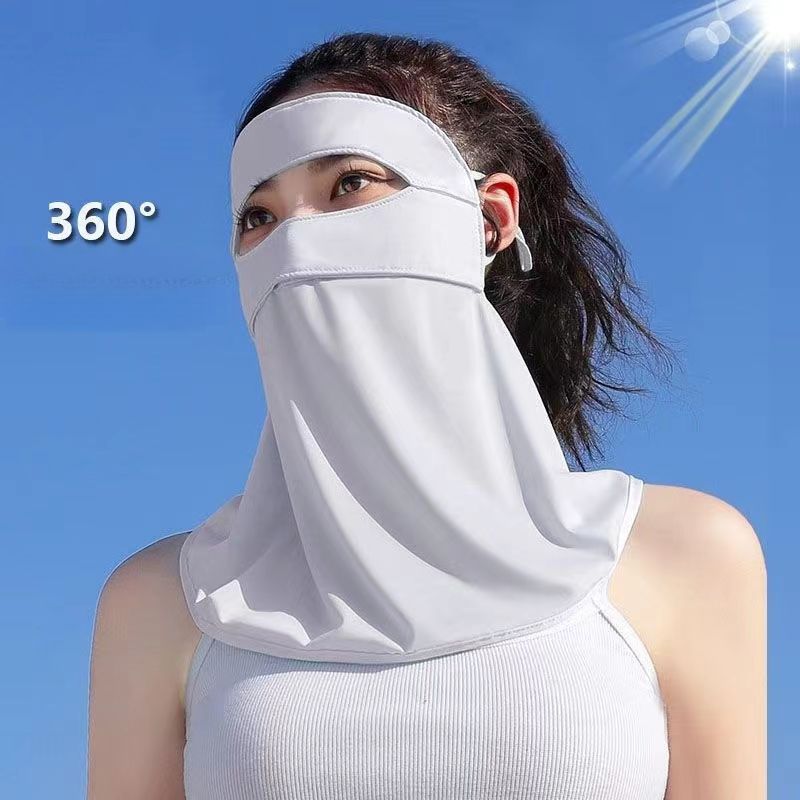 Facekini Sun per donna, protezione solare integrale in seta di ghiaccio, protezione UV, traspirante, per ciclismo_voghion.com