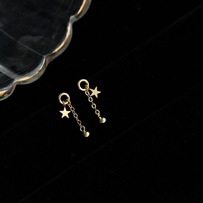 Sier Sterling VENUS Piccola stella con sfera Simpatici orecchini pendenti con stella a cinque punte per gioielli alla moda da donna_voghion.com
