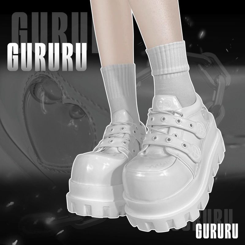 GURURU Telepathy 2024 Primavera Originale Punk Water Injected Love Cross Macaron Subculture Scarpe con Suola Spessa_voghion.com