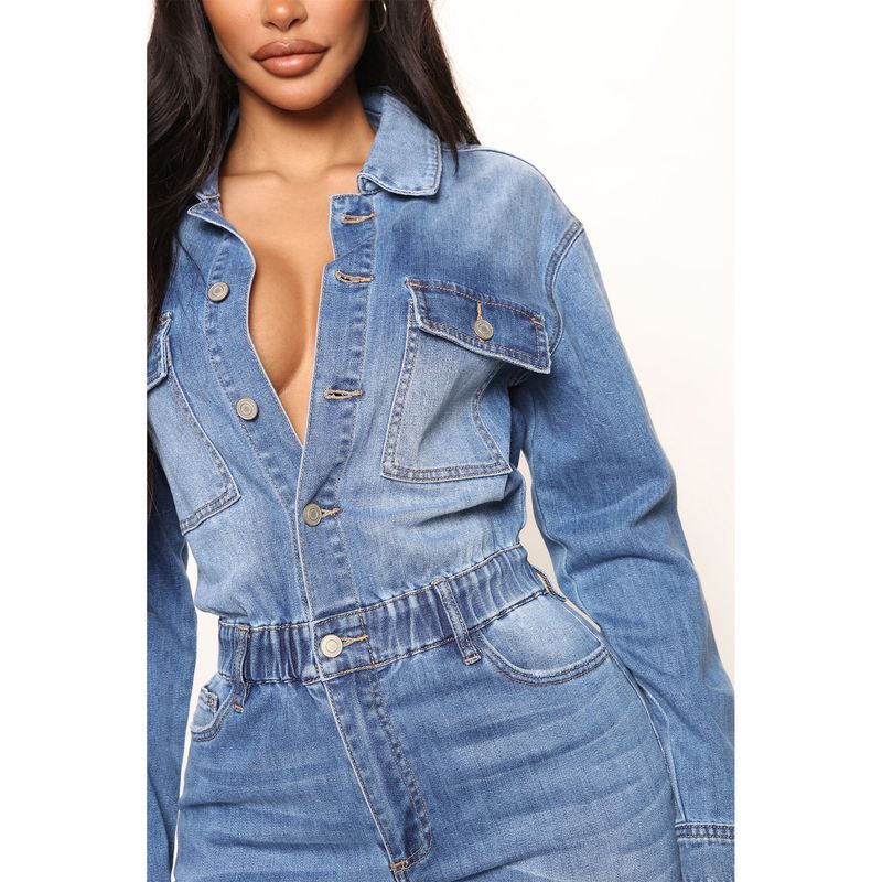 Γυναικεία ρούχα Hot Selling Jumpsuits για Γυναικείες Μακρυμάνικα Jumpsuit Τζιν_voghion.com