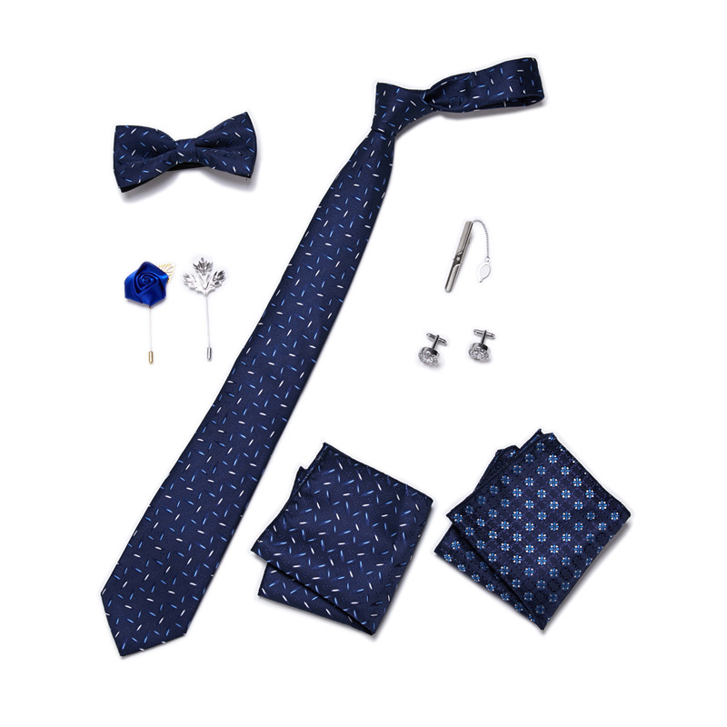 Men's Ties & Handkerchiefs fashionable business solid color flower tie square scarf 8-piece combination set_voghion.com