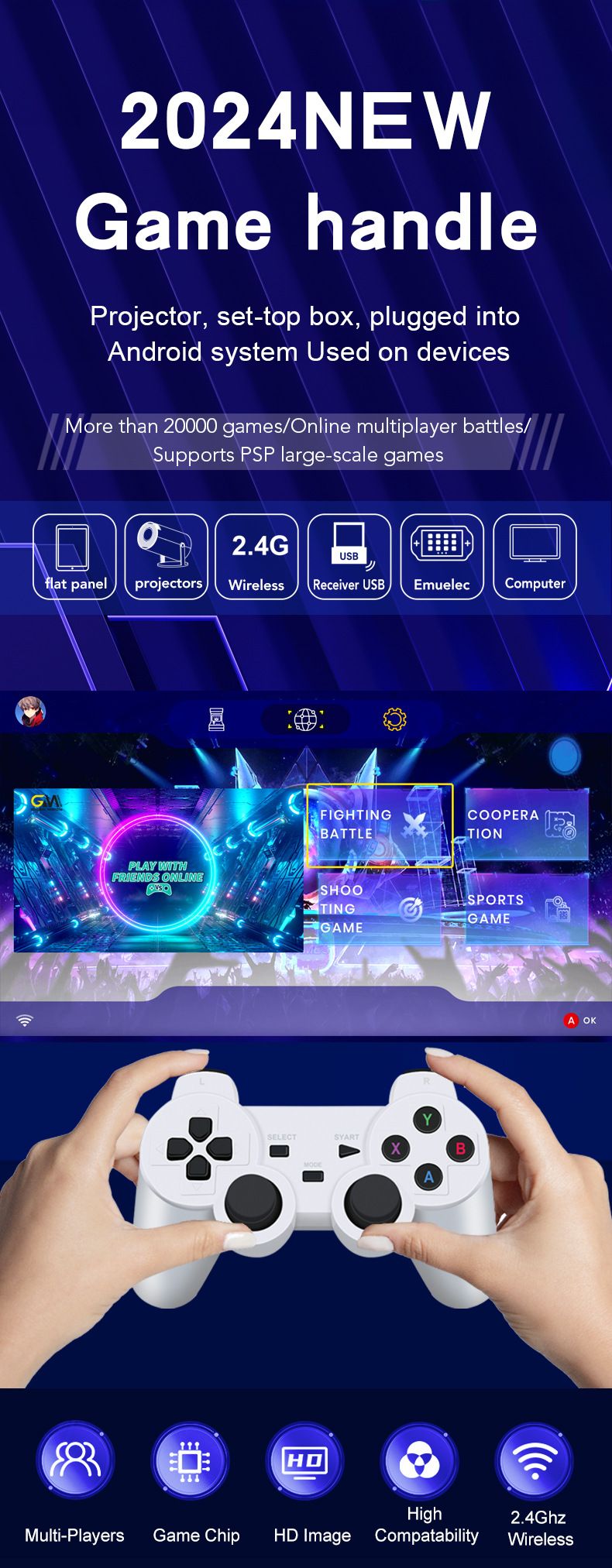 HY00 Original Factory Genuine Game Controller Can Connect to HY300 Projector 20000+High Definition Home Games_voghion.com