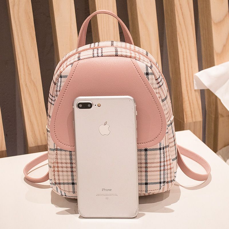 Women's Backpack 2024 New Plaid Color Matching Lock Cylinder Shoulder Bag For Women_voghion.com