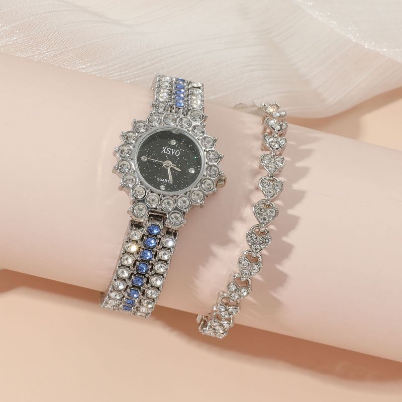 Temperament small and exquisite rhinestone strap full of stars small dial set 4pcs/set_voghion.com