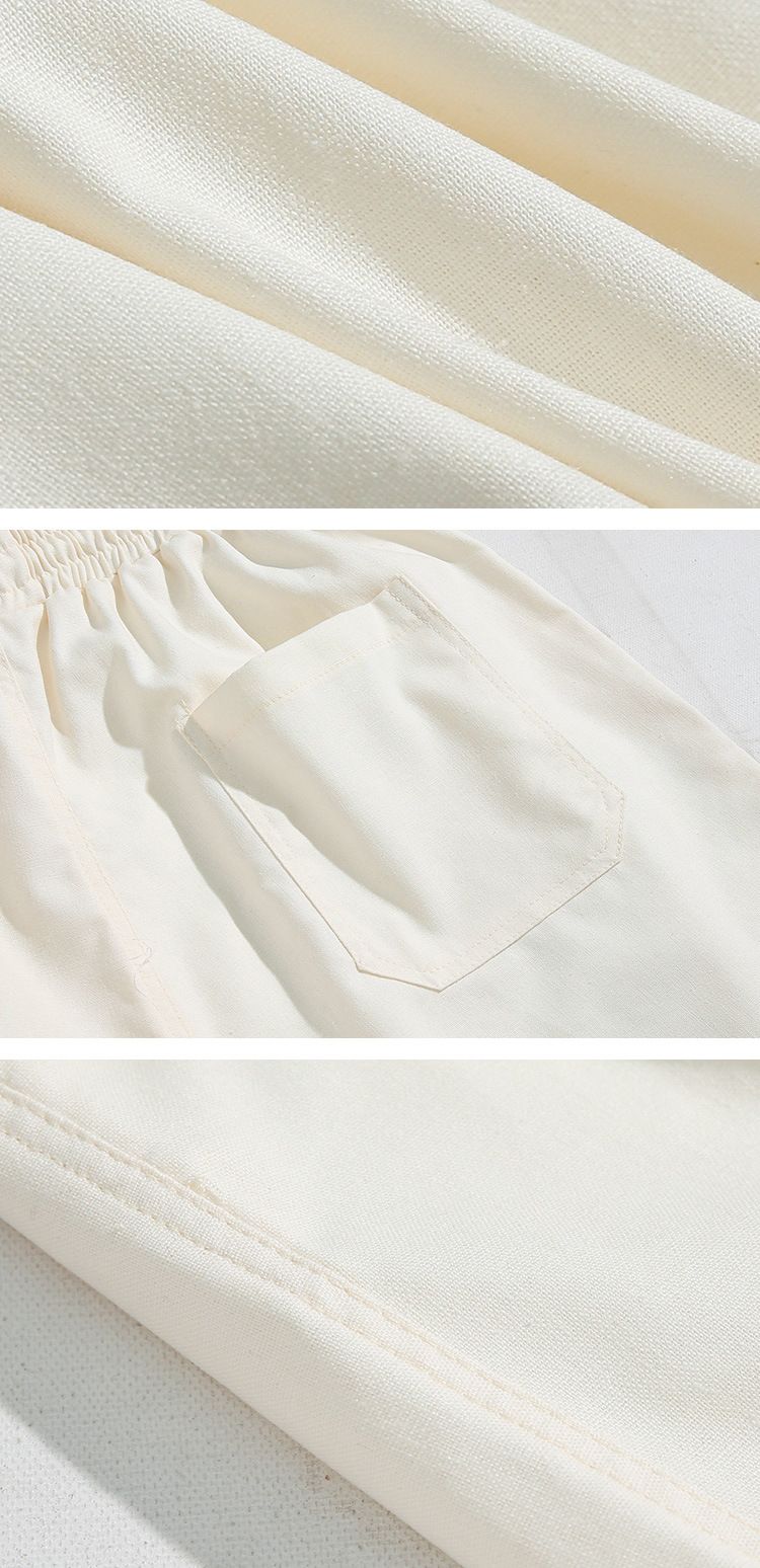 Abbigliamento da uomo, pantaloncini in lino, pantaloni casual estivi, larghi, alla moda, in cotone e lino, pantaloncini da spiaggia tinta unita_voghion.com