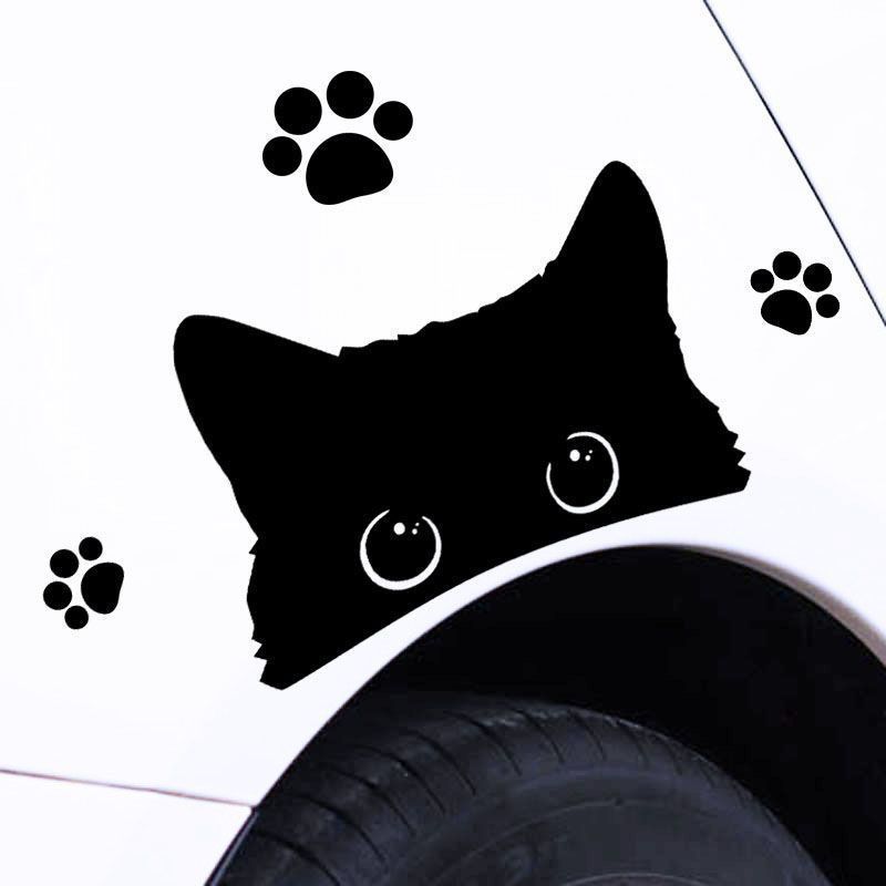 Autocollant décoratif créatif en forme de chat mignon pour voiture, motif dessin animé électrique, en verre_voghion.com