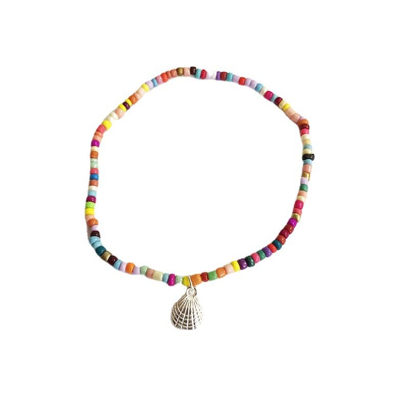 New Women's Shell Anklet Colorful Beaded Simple Rice Bead Straight_voghion.com