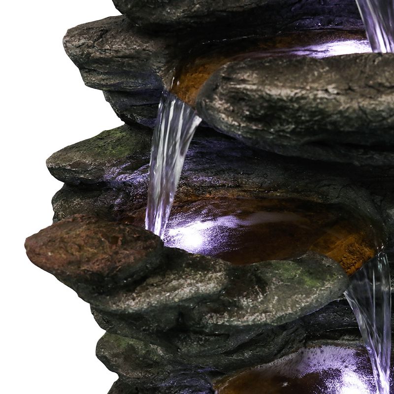 40inches High Rocks Outdoor Cascading Waterfall with LED Lights_voghion.com
