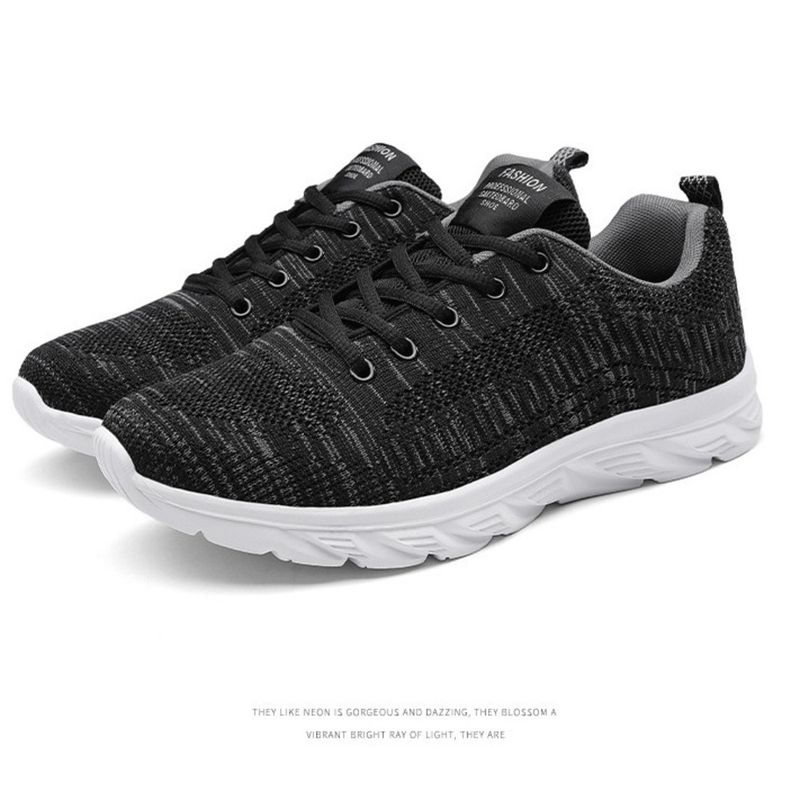 Scarpe da ginnastica da uomo alla moda in maglia con lacci, scarpe da ginnastica da passeggio per corsa atletica all'aperto_voghion.com
