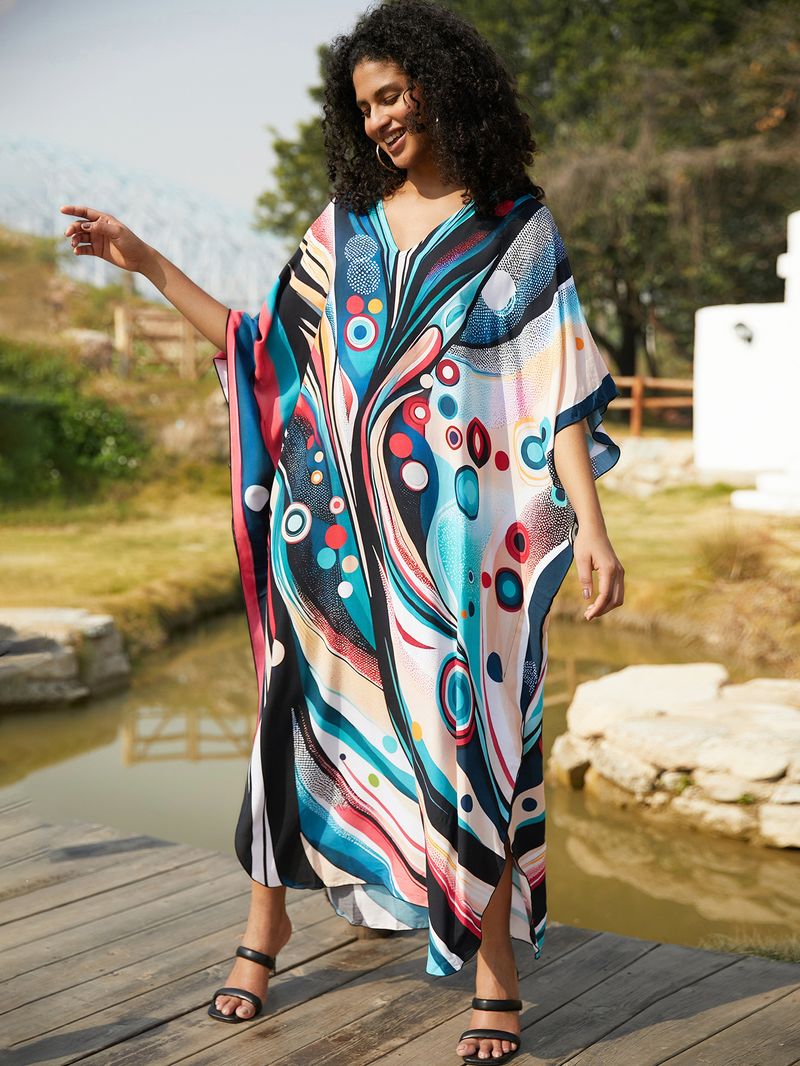 Sukienka maxi z nadrukiem w stylu boho, damska, narzutka z wiskozy – zwiewna tunika plażowa z etnicznymi wzorami, luźny krój w dużych rozmiarach, narzutka na bikini, strój na wakacje_voghion.com