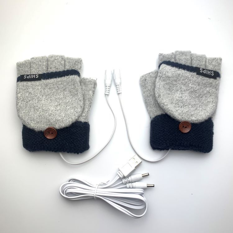 Gants chauffants Gants chauffants électriques USB Gants chauffants électriques à demi-doigts Gants chauffants électriques à 2 usages pour l'intérieur et l'extérieur_voghion.com