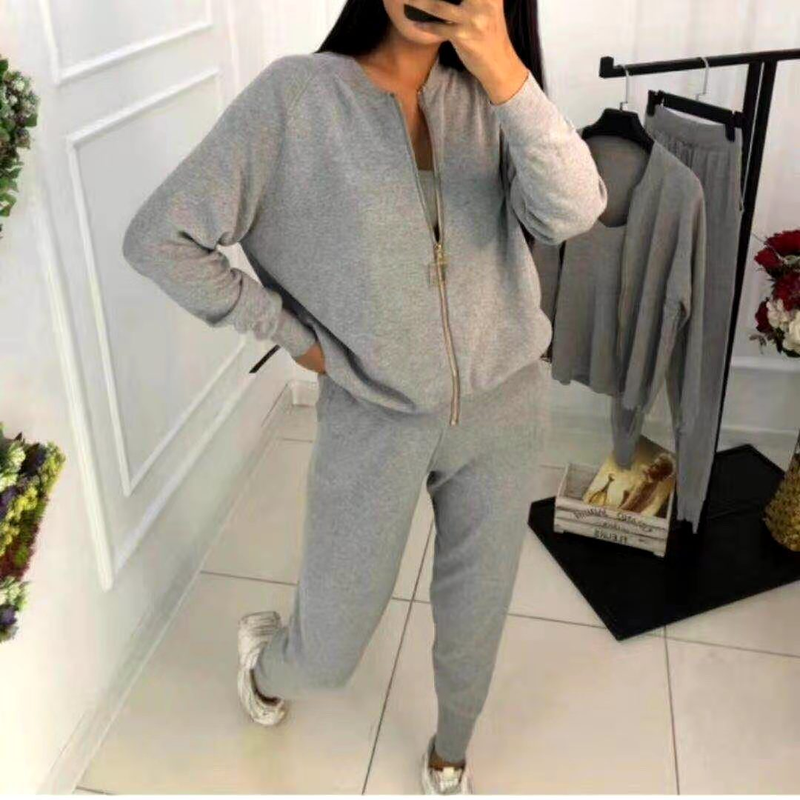 Women's Clothing autumn new ins sweet temperament chain vest knitted jacket + small foot elastic pants three piece set_voghion.com