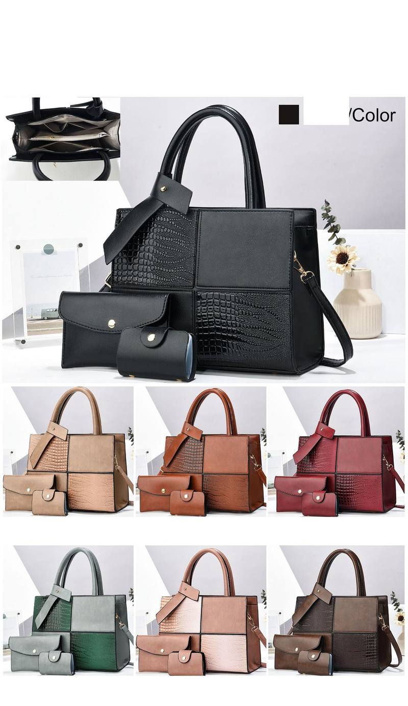 Női kézitáska szett Patchwork Crossbody táska Női utazótáska nagy kapacitású, többrészes szett egy vállú kézitáska_voghion.com
