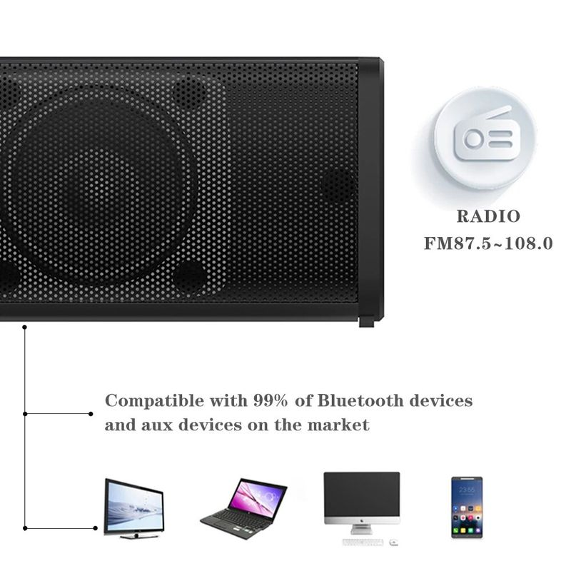 Leistungsstarke Soundbar Sound Radio Blaster Bar Audio TV PC Computer Subwoofer Drahtloser Heimkino-Lautsprecher_voghion.com