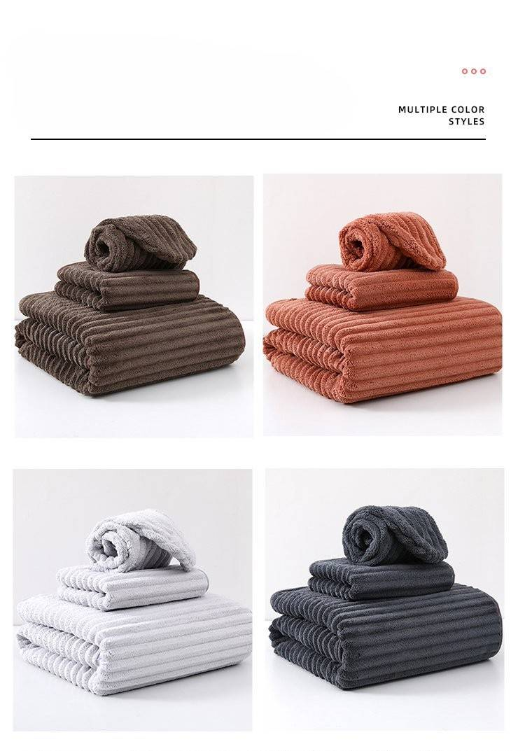 Mikrofaser-Wellenmuster-Badehandduch absorbéiert Waasser a dréchent séier de Strandwrap Candy Velvet mécht Männer-Gesiichtswäschhandduch_voghion.com
