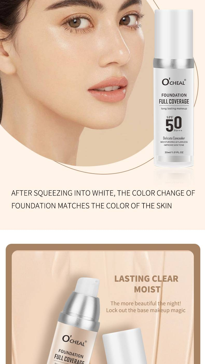 Base de maquillaje adaptable a la temperatura O'CHEAL: corrige, es resistente al agua, controla la grasa, es translúcida e ilumina._voghion.com