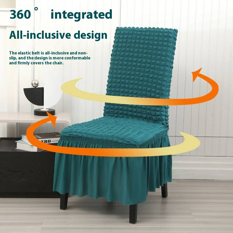 Coprisedie con gonna a bolle in stile nordico - Tessuto elasticizzato spesso, vestibilità universale per tutte le stagioni | Eleganti e raffinate protezioni per sedie da pranzo_voghion.com
