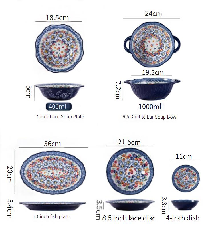 Polish Colorful Ceramic Dinnerware Set - 16-Piece Hand-Painted Bowls & Plates With Heat-Resistant Design_voghion.com