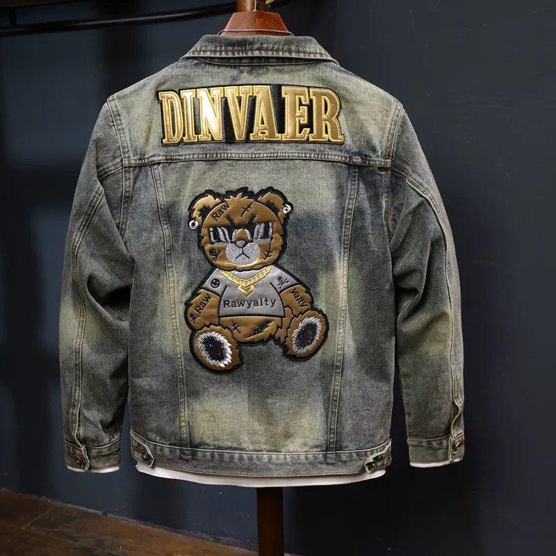Men's Denim Jacket Retro Slim Fit Stand Collar Zip-Up Workwear Coat For Motorcycle Riding & Casual Wear (Blue, S-3XL)_voghion.com