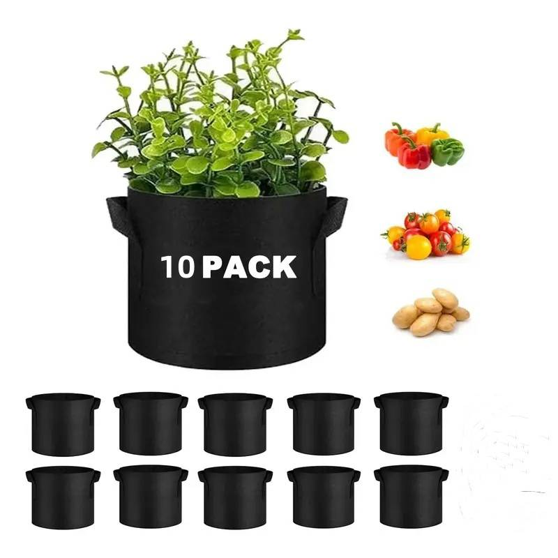 10 Stück Pflanzenwachstumsbeutel, Pflanzbehälter für Gemüse und Blumen, Pflanzbeutel für Tomaten, Kartoffeln, Gemüse und Erdbeeren_voghion.com