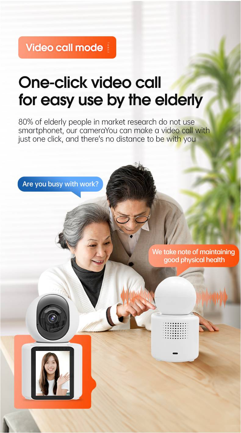Smart Surveillance Camera With Visual Two-way Video Call, One-touch Call, Screen-equipped Home Baby Monitor_voghion.com