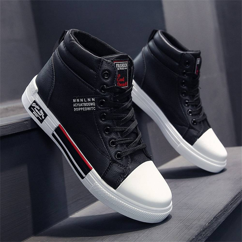 2025 Fashion Sneakers Jogging Shoes Youth Men's Artificial PU Splicing High Top Lace-Up Non-Slip Wear-Resistant Running Shoes 39-45_voghion.com