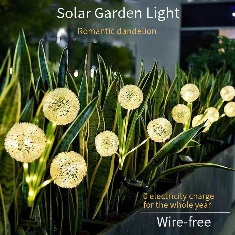 Cordão de luzes de dente-de-leão movido a energia solar para áreas externas, à prova d'água IP65, com certificação CE, luzes de LED de 3 W para decoração de jardim, pátio, Natal e acampamento_voghion.com