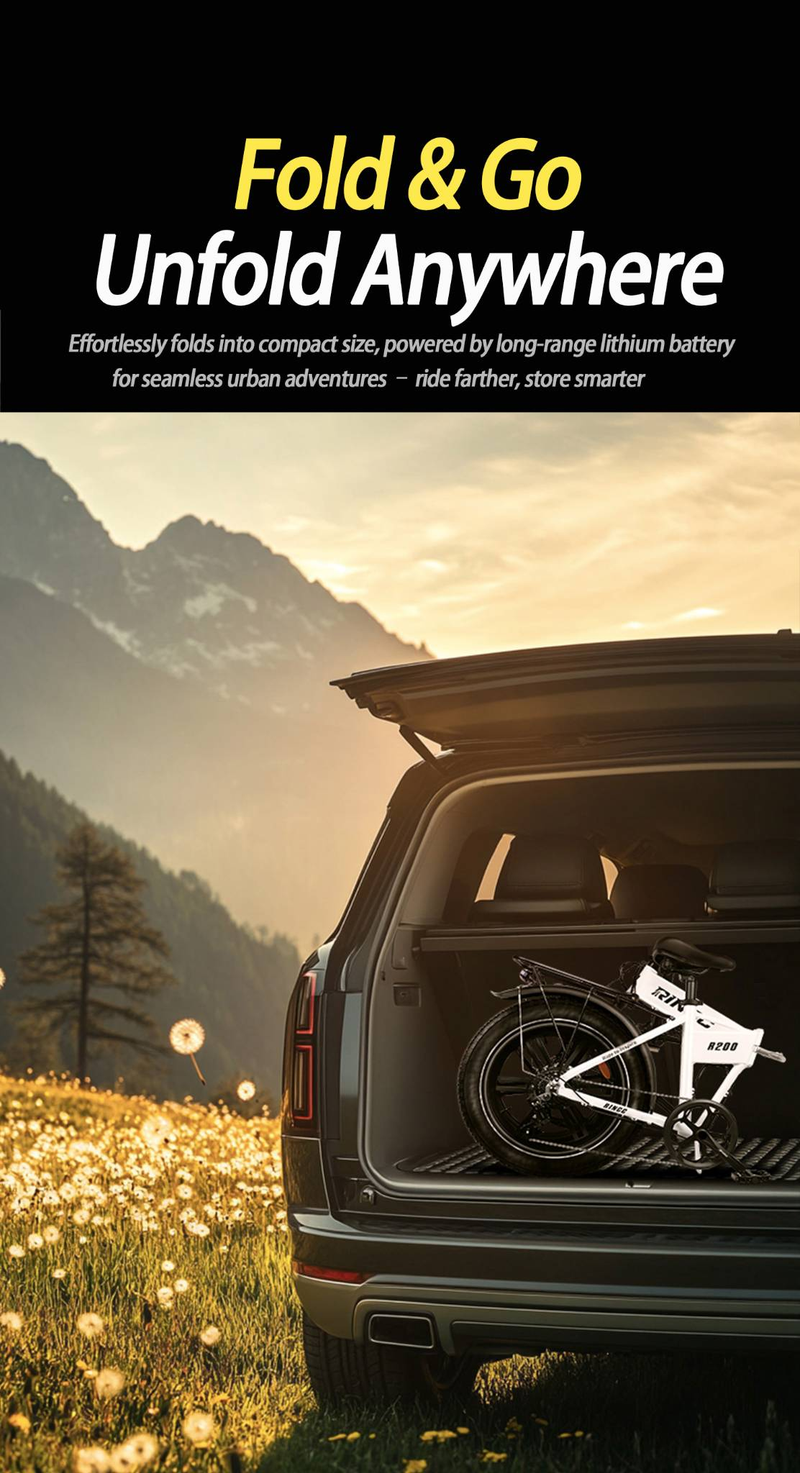 Vélo électrique pliable Rincc RN200, 750 W, batterie 48 V 15 Ah, 20 pouces_voghion.com