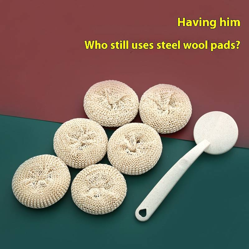 6-Pack Bamboo Fiber Dish Brushes – Long Handle Kitchen Scrubbers For Pots, Pans & Stovetops (Eco-Friendly, Durable Bristles, Hanging Hook)_voghion.com