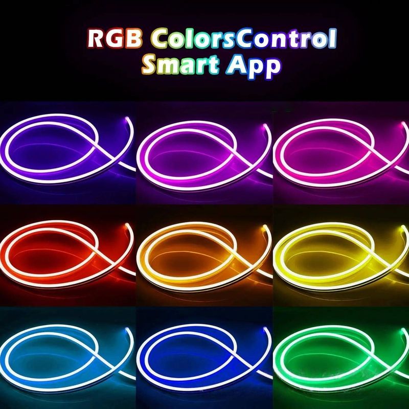 Tira de luces LED de neón RGB de 5 V con aplicación para smartphone y control remoto de 44 teclas, iluminación decorativa impermeable para interiores, ideal para fondo de TV y sala de estar._voghion.com