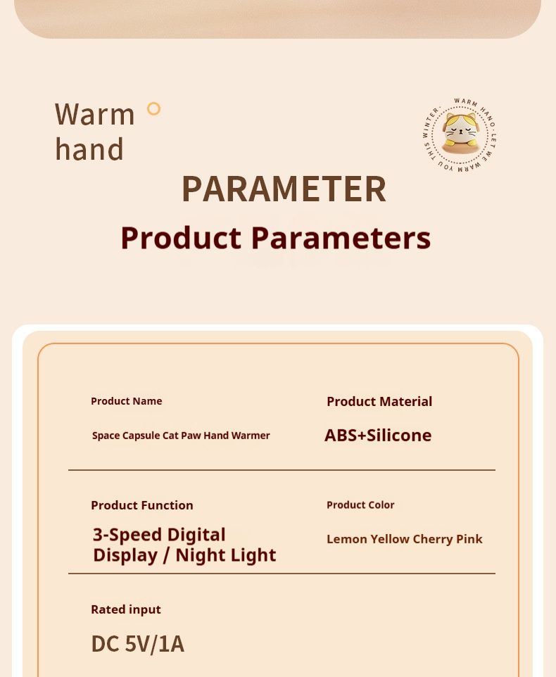 Über USB wiederaufladbarer Handwärmer – 3 Heizstufen, tragbar und schnell aufheizend, Aluminium-Heizplatte, kompakt für unterwegs (Beige)_voghion.com