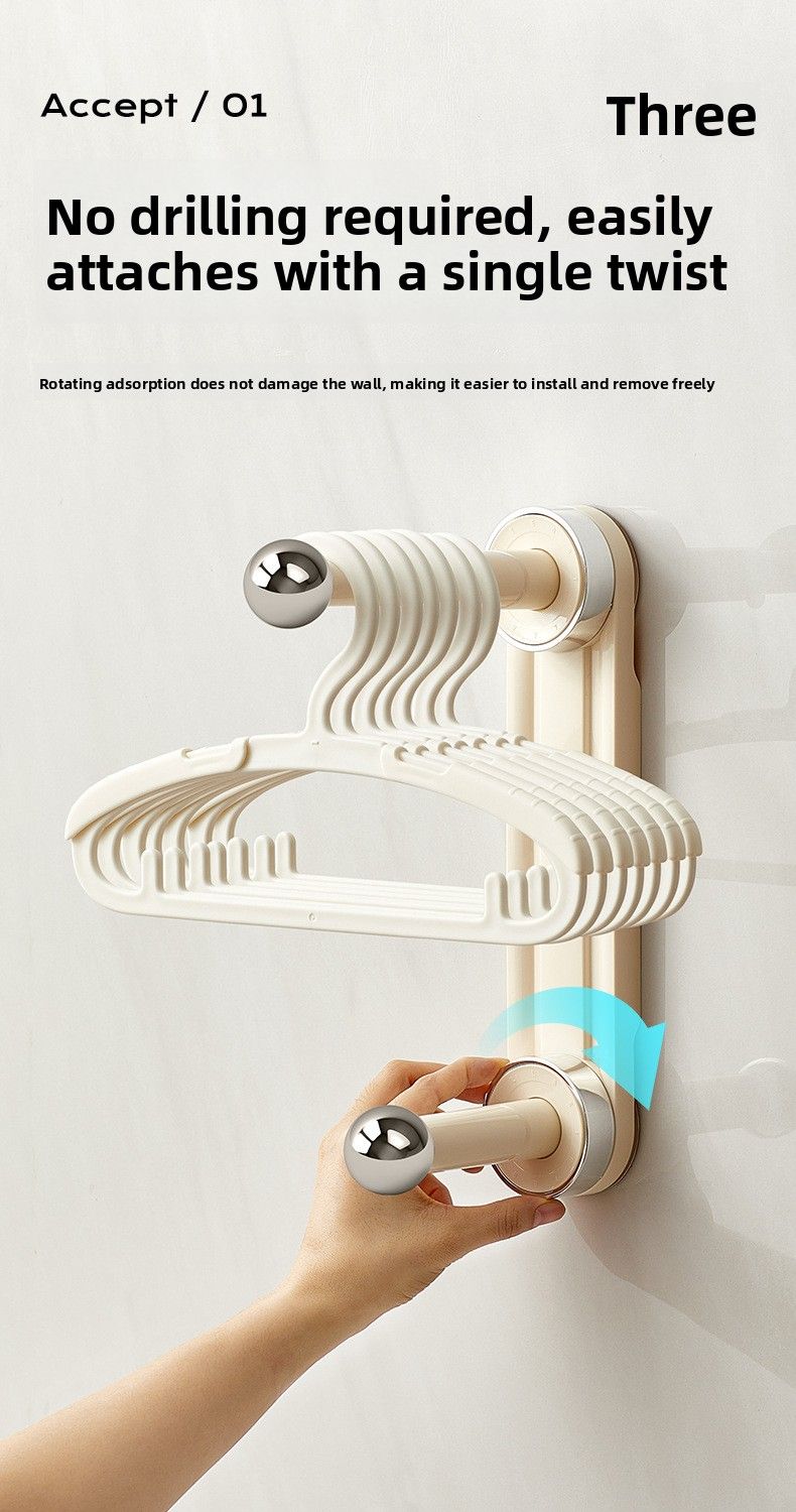 Suction Cup Artifact Balcony Telescopic Household No-Drill Wall-Mounted Organizer Hanger Storage Rack_voghion.com