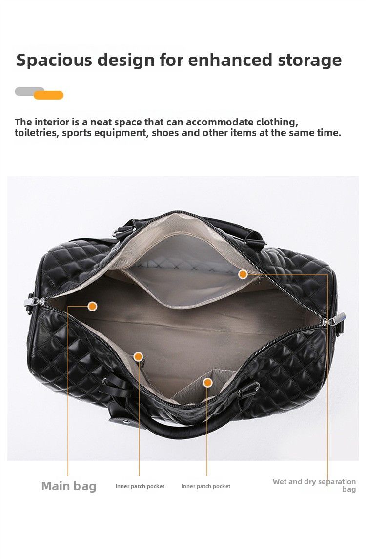 Rhombus Boarding Bag Reisehandtasche Nass- und Trockentrennabdeckung Spurstangengepäck Tasche mit großer Kapazität_voghion.com