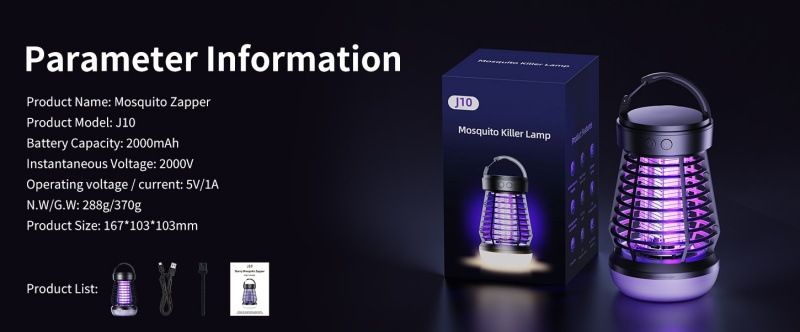 Lampada antizanzare per interni, silenziosa, due in uno, trappola per zanzare automatica, lampada da campeggio per esterni, zanzariera da campeggio_voghion.com