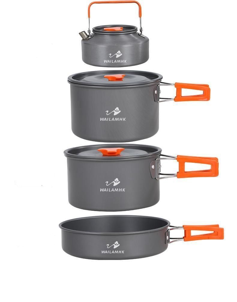 Weilin Kochgeschirr Tragbare Bratpfanne Outdoor-Kochutensilien Wasserflasche Camping-Set_voghion.com