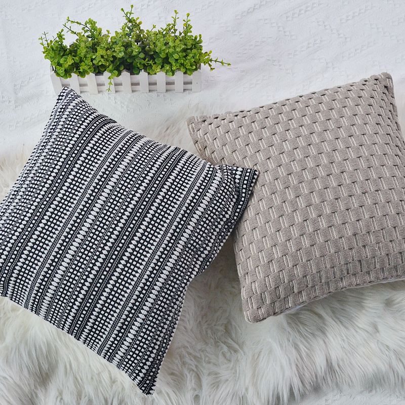 Funda de cojín de estilo étnico tejida en mezcla de lino, funda de almohada decorativa bohemia para sofá, casa de familia, hotel, decoración bohemia._voghion.com