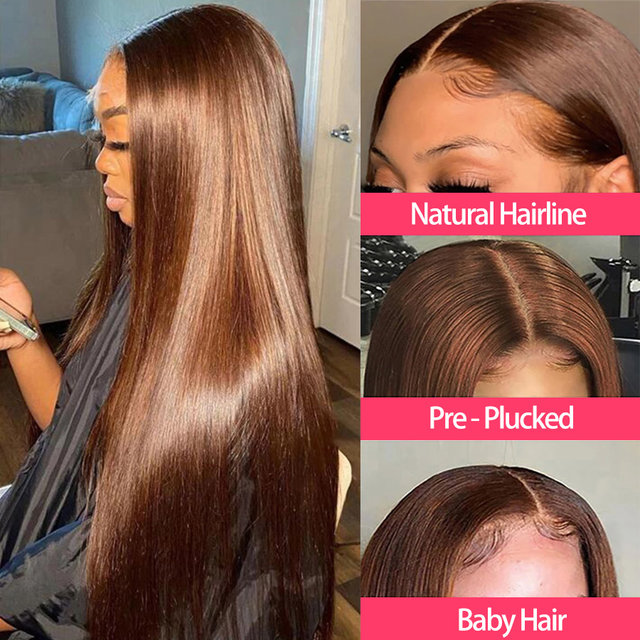 Pelucas de cabello humano con ondas corporales de color marrón chocolate, de 32 a 30 pulgadas, peluca frontal de encaje HD de 13 x 4, pelucas de cabello humano prearrancadas_voghion.com