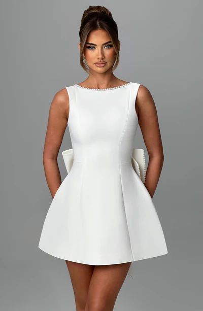 Abbigliamento da donna, gonna corta aderente con fiocco di perle, abito da ragazza hot, linea A_voghion.com