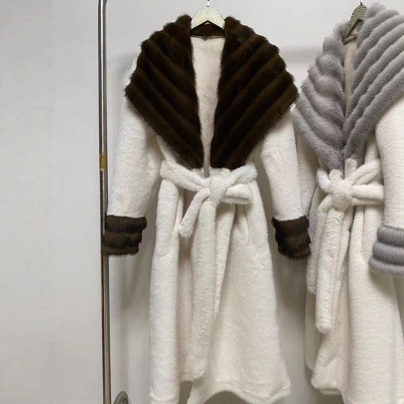 Elegante abrigo de piel sintética de conejo: chaqueta larga de invierno para mujer (talla única, hasta 61 kg, 4 colores)_voghion.com