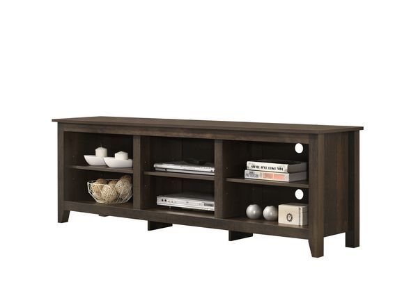 Benito Dark Dusty Brown 70' Wide TV Stand With Open Shelves And Cable Management_voghion.com