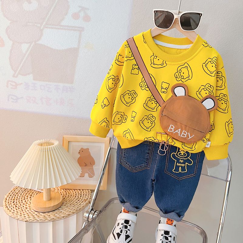 Set di abbigliamento 2024: abbigliamento primaverile e autunnale stampato in stile western per bambini, felpa con cappuccio a maniche lunghe con dinosauro per ragazzi, due_voghion.com
