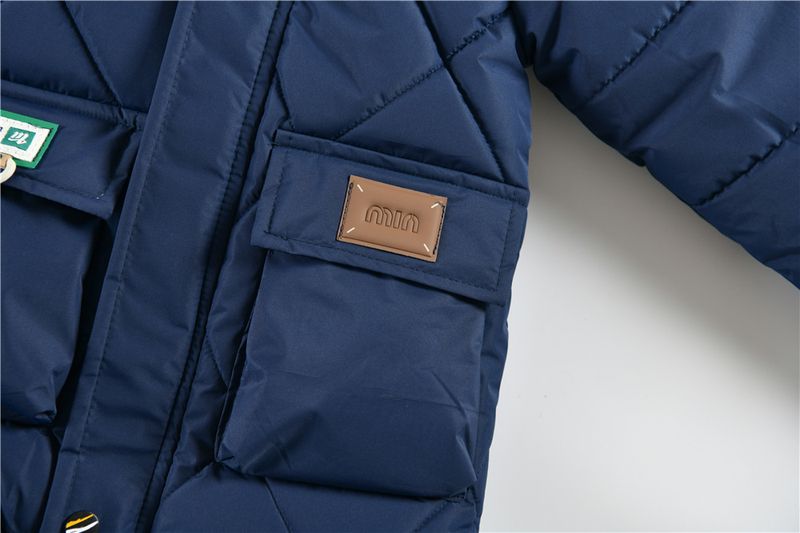 Abrigo grueso de invierno para niño: Chaqueta larga con capucha desmontable y cremallera (100-140 cm, negro/azul marino/caqui/bronce)_voghion.com